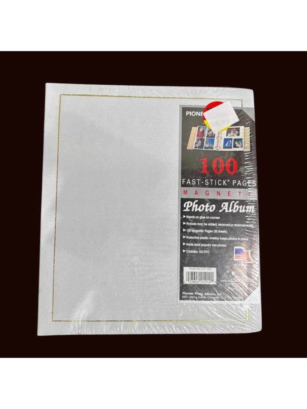 Pioneer LM-100 Magnetic Photo Album With 100 Fast-Stick Pages White Crocodile Pa